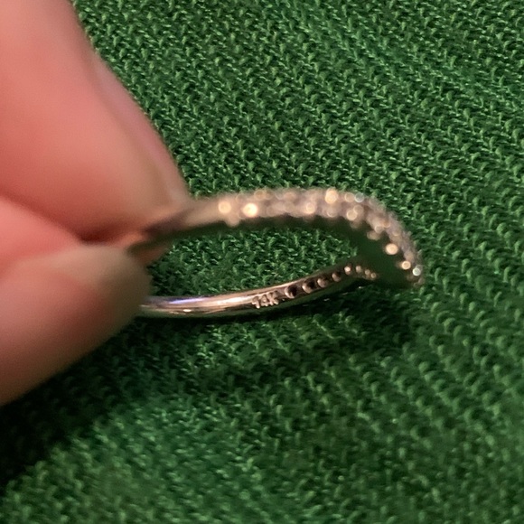 14K White Gold & Diamond Contoured Wedding Band - Picture 8 of 10